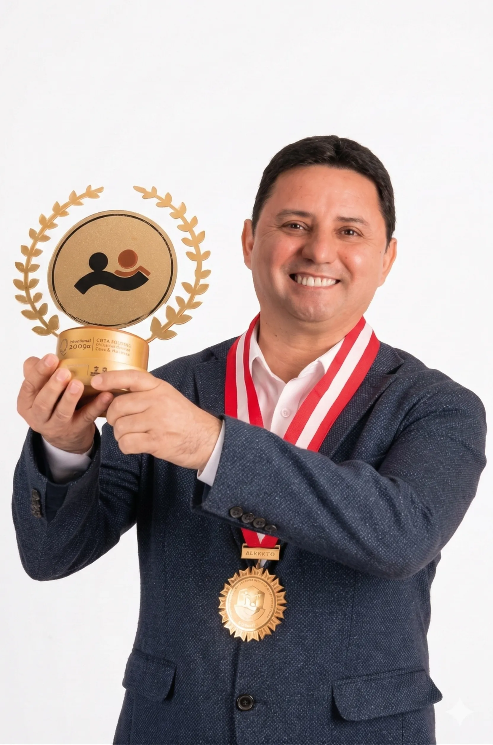 Edwards Infante con el Premio Contigo